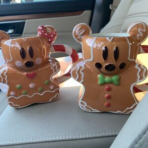 Pair of Gingerbread Mickey and Minnie Mugs